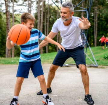 playing basketball