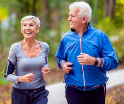 senior couple jogging