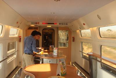 Buffet car on a train.