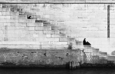 at the top and bottom of the steps