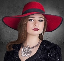 woman wearing red hat